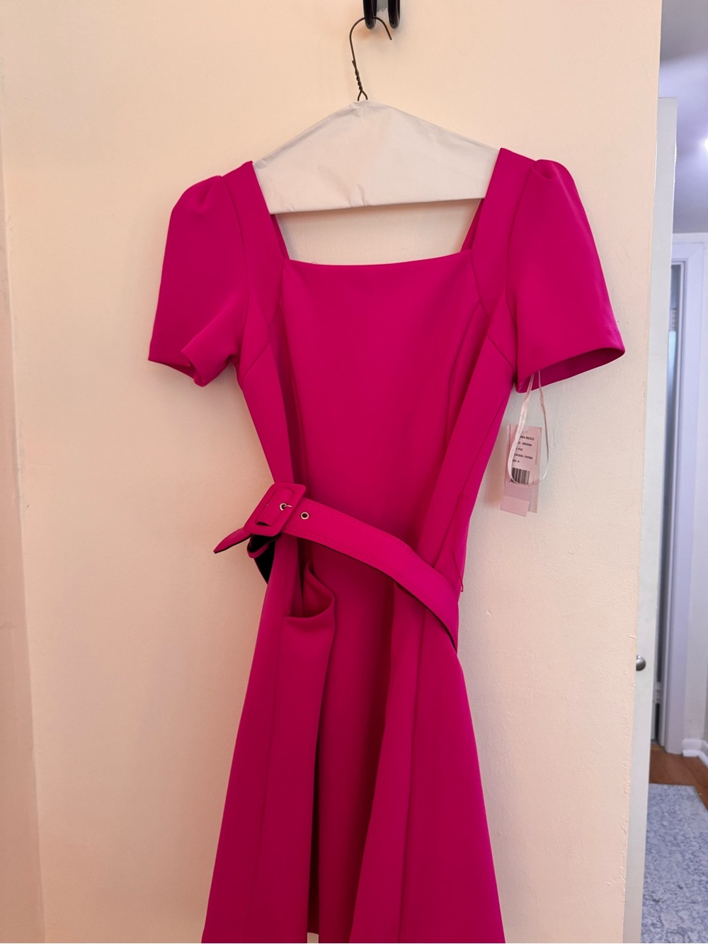 NWT Donna Rocco hot pink belted dress size 8